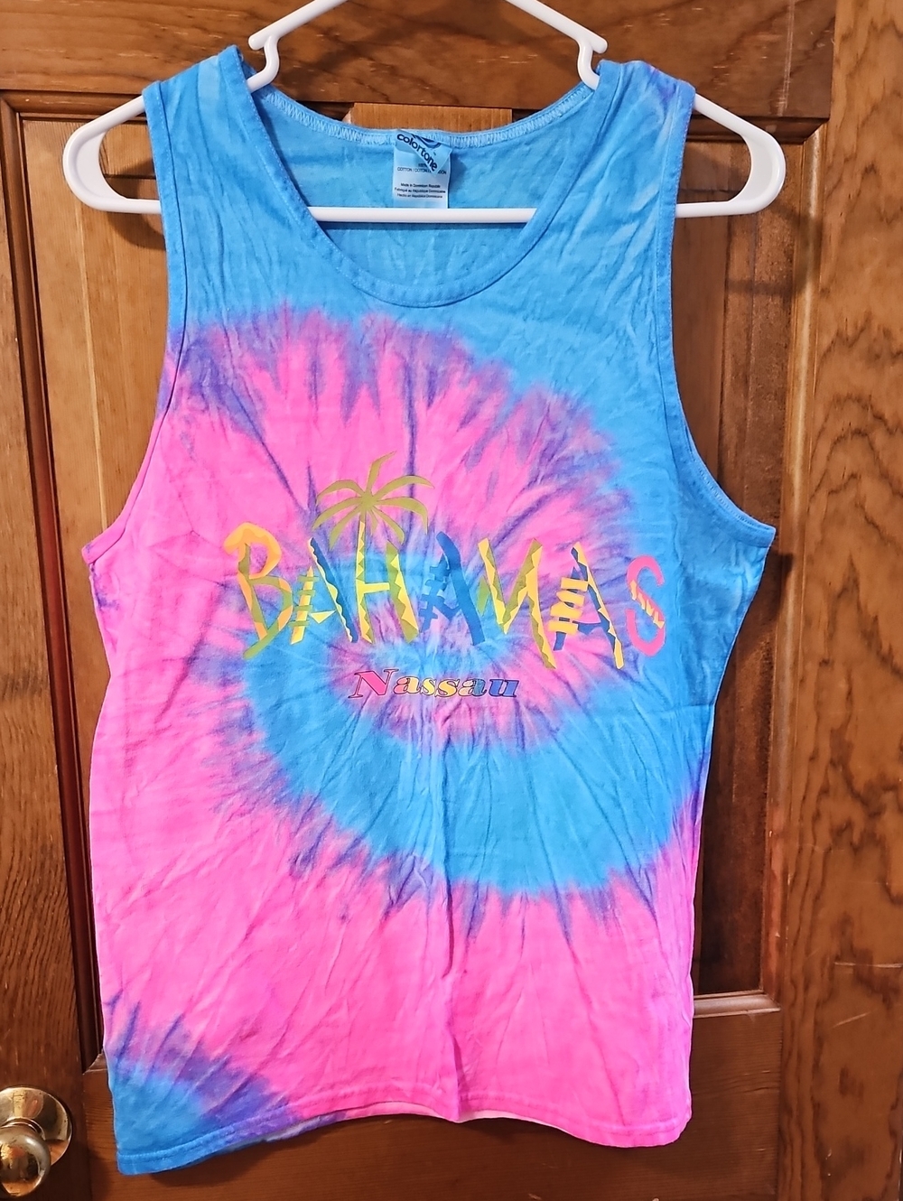 Tie-Dye Crewneck Tee in Light Blue & Pink From BAHAMAS